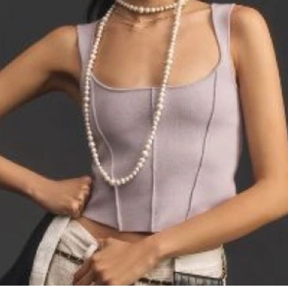 Anthropologie BNWT small S new Purple Sleeveless Crop Bustier Tank Top